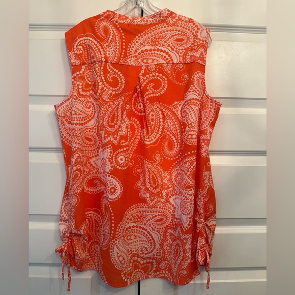 NWT SLEEVELESS BLOUSE W GATHERS/ TIE ON THE SIDES AMAZING BEAUTIFUL ORANGE - Picture 7 of 7